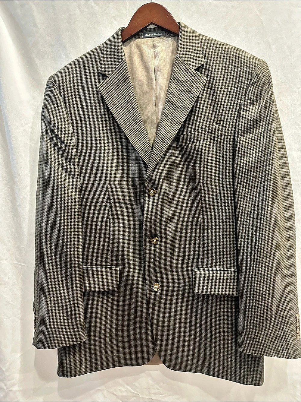 Oscar de la Renta Men's Houndstooth Wool Silk Sport Coat Size 44L